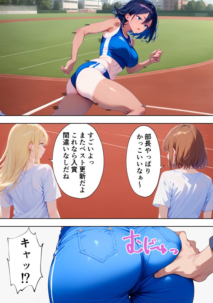 陸上部部長で幼馴染の強気な彼女が催●おじさんに寝取られ孕まされる話【ぶるーと】 エロ同人誌画像 002