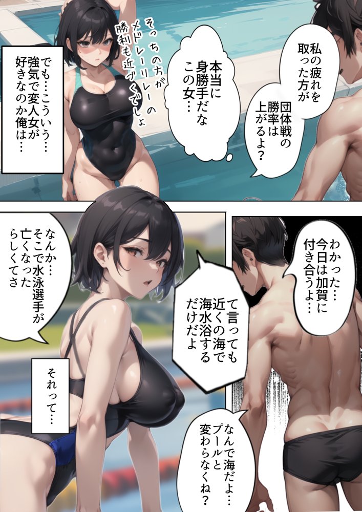 開業！寝取られ精液プール〜天才水泳女子は合宿サボるもチャラ男集団にナンパされ開業前のプール「白濁精液プール」に浸らされ孕む！男子部員に告白された合宿中に寝取られる話【寝取られるタマシギの一滴】 エロ同人誌画像 011