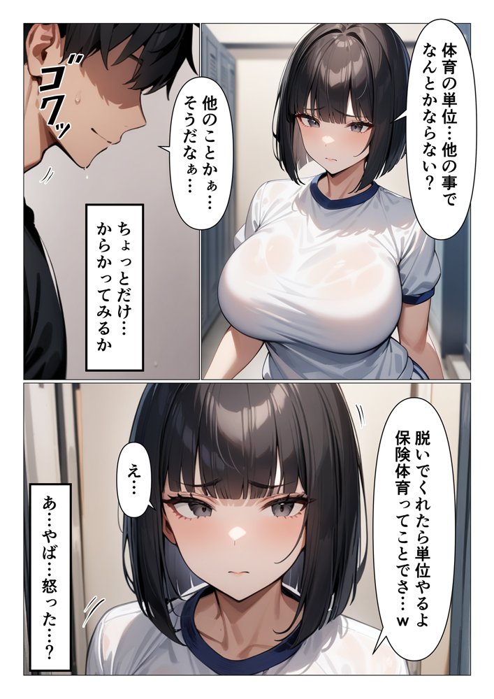 根暗な爆乳JKが身体を差し出し単位懇願してくる体育補習【くろくろキャノン】 エロ同人誌画像 003