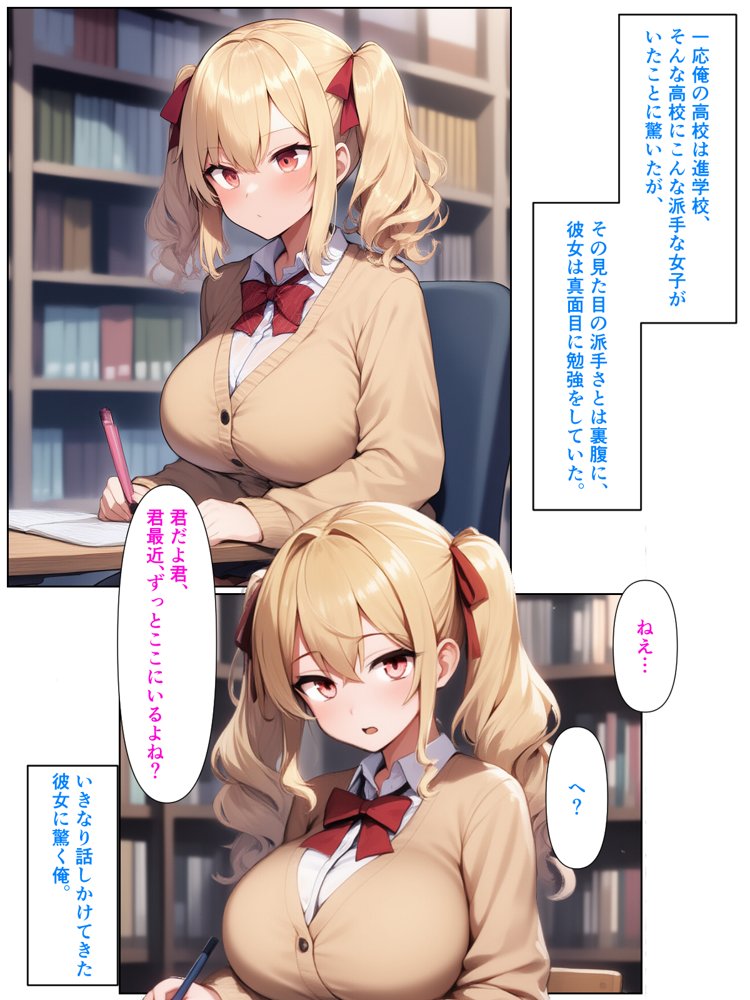 優等生の金髪ツインテの巨乳ギャルさんとラブラブエッチする話【ぬぽぬぽらぼ】 hitomi無料エロ漫画（同人誌）サンプル画像021
