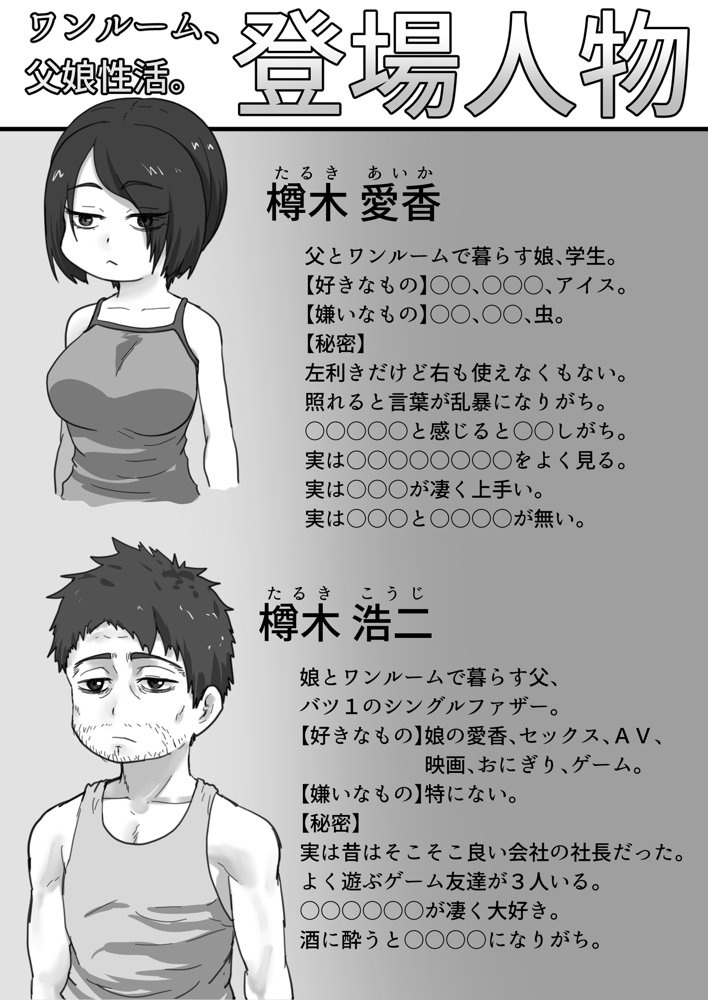 ワンルーム、父娘性活。【むーふぁ】 エロ同人誌画像 002