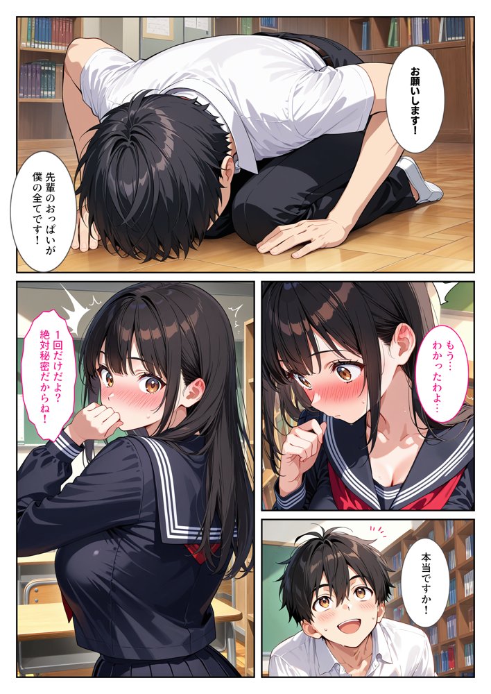 文芸部の先輩（爆乳）におっぱい揉ませてと土下座でお願いしたら…【StudioSR（妹･人妻･巨乳推し）】