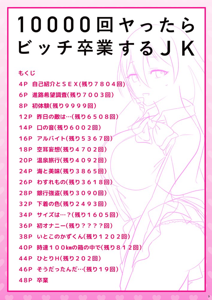 10000回ヤったらビッチ卒業するJK【しゅんか企画】 hitomi無料エロ漫画（同人誌）サンプル画像003