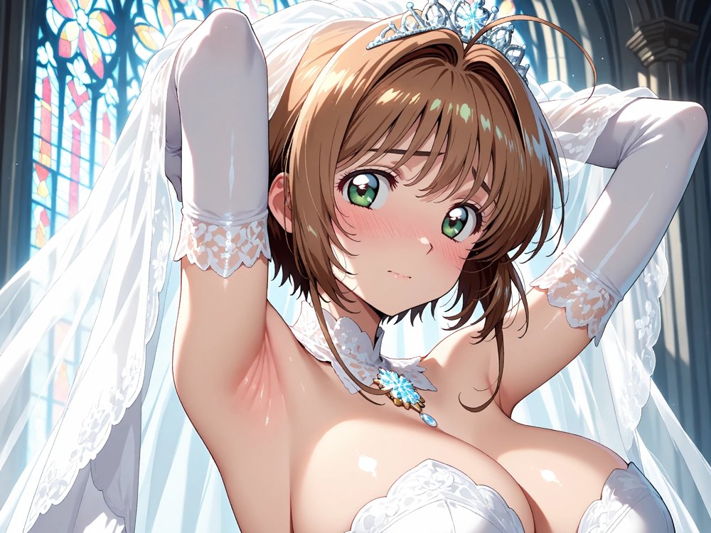 【雌イキヒロイン】 カード●ャプターさくら 純白ドレスの花嫁陵●〜カード使いの少女とおじさんの背徳の儀〜【画像生成マン】 hitomi無料エロ漫画（同人誌）サンプル画像010