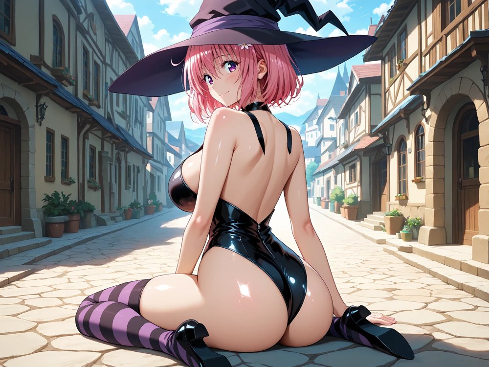 【発情ヒロイン】T●Loveる  モモ・ベ●ア・デビルーク  魔法使いコスで野外授業…しっぽまで感じるの！【画像生成マン】
