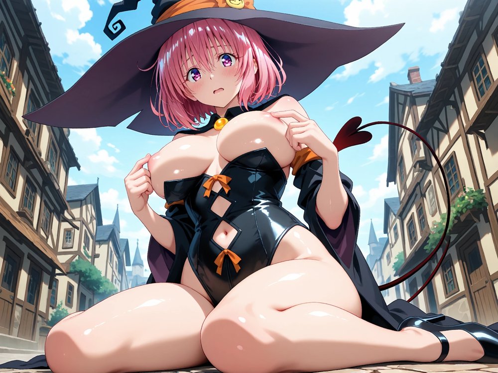 【発情ヒロイン】T●Loveる  モモ・ベ●ア・デビルーク  魔法使いコスで野外授業…しっぽまで感じるの！【画像生成マン】