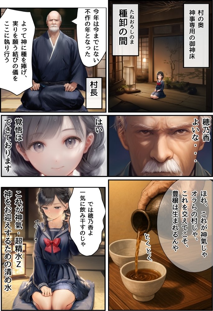 【因習村】村の飢饉を救うため差し出された僕の彼女、BMI40越えの性欲だけはいっちょ前の種付けおじさんに媚薬を飲まされ、おじさん特有のねちっこい前戯で全身べちょべちょに舐められた挙げ句、聖なる肉棒（チンカス付き）の掃除を実施！その後は遂に処女おまんこにゴールイン！入念かつ丹念にがん突きにされ、イキまくりんぐ！一晩中汗だくで連続絶頂アクメを決めさせられた話【種付け出版】 hitomi無料エロ漫画（同人誌）サンプル画像023