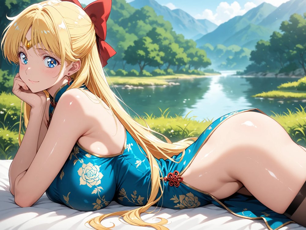 【発情ヒロイン】美少女戦士セー●ーヴィーナス  すけすけチャイナで青姦編【画像生成マン】 hitomi無料エロ漫画（同人誌）サンプル画像004