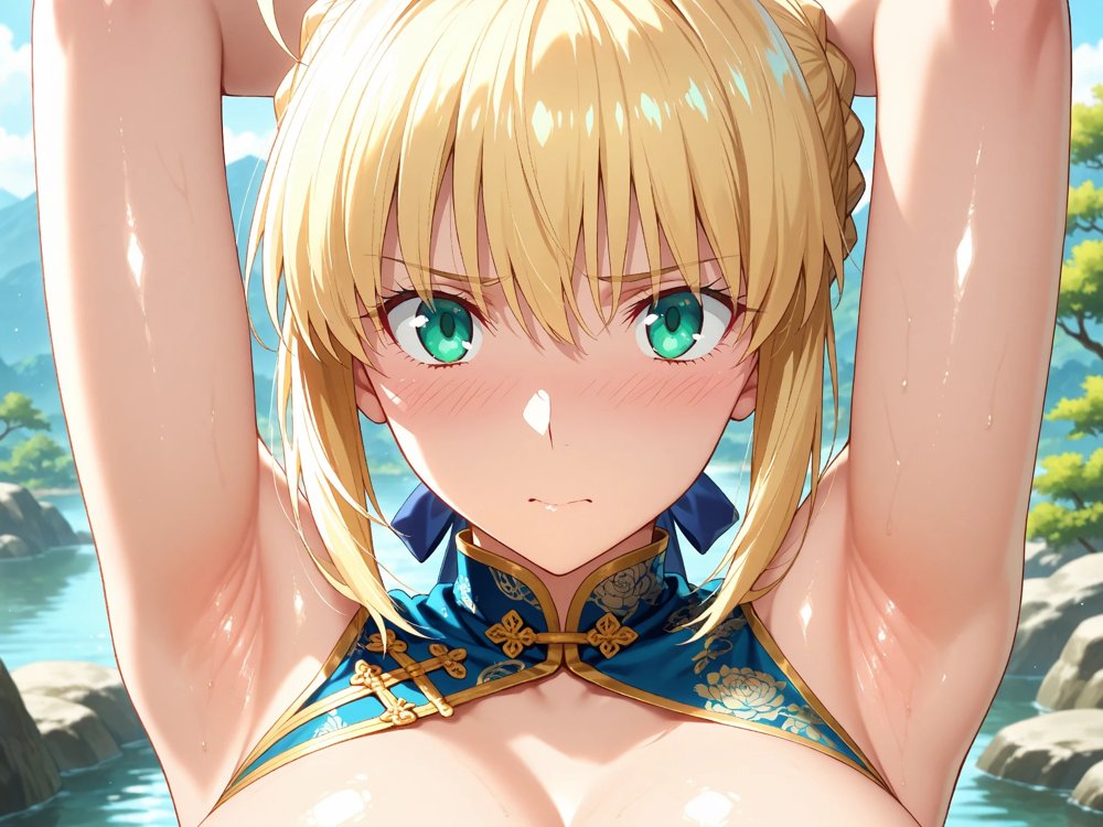 【発情ヒロイン】Fate/st●y night  セイ●ー  ノーパンチャイナ服編【画像生成マン】 hitomi無料エロ漫画（同人誌）サンプル画像006