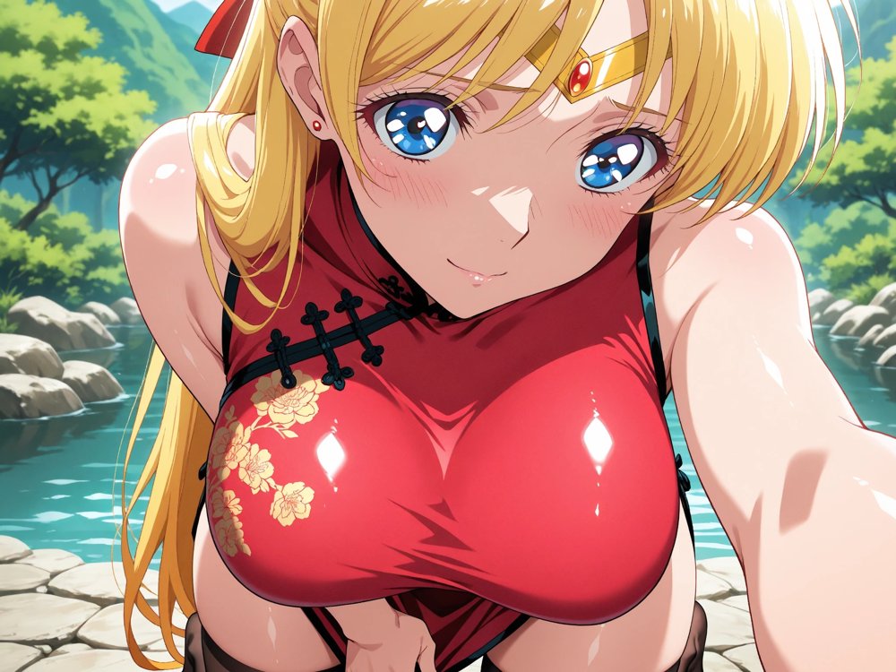 【発情ヒロイン】美少女戦士セー●ーヴィーナス  すけすけチャイナで青姦編【画像生成マン】 hitomi無料エロ漫画（同人誌）サンプル画像008