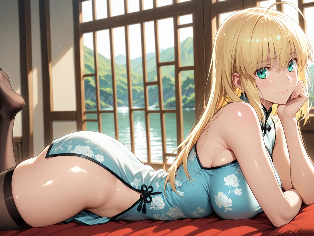 【発情ヒロイン】Fate/st●y night  セイ●ー  ノーパンチャイナ服編【画像生成マン】 hitomi無料エロ漫画（同人誌）サンプル画像008