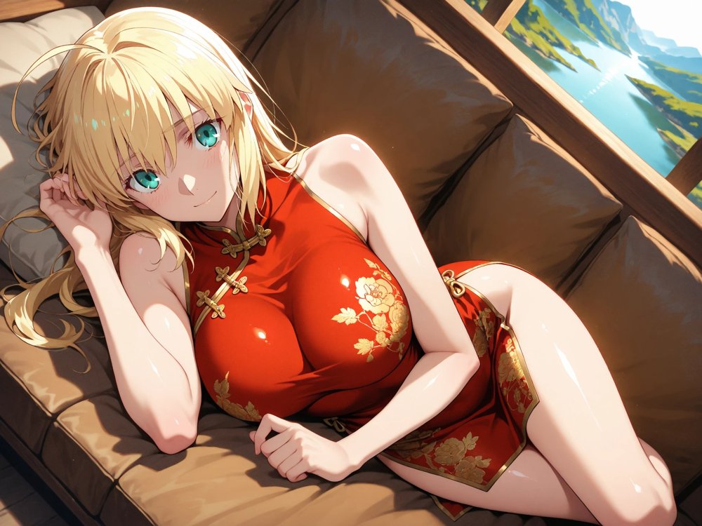 【発情ヒロイン】Fate/st●y night  セイ●ー  ノーパンチャイナ服編【画像生成マン】 hitomi無料エロ漫画（同人誌）サンプル画像004