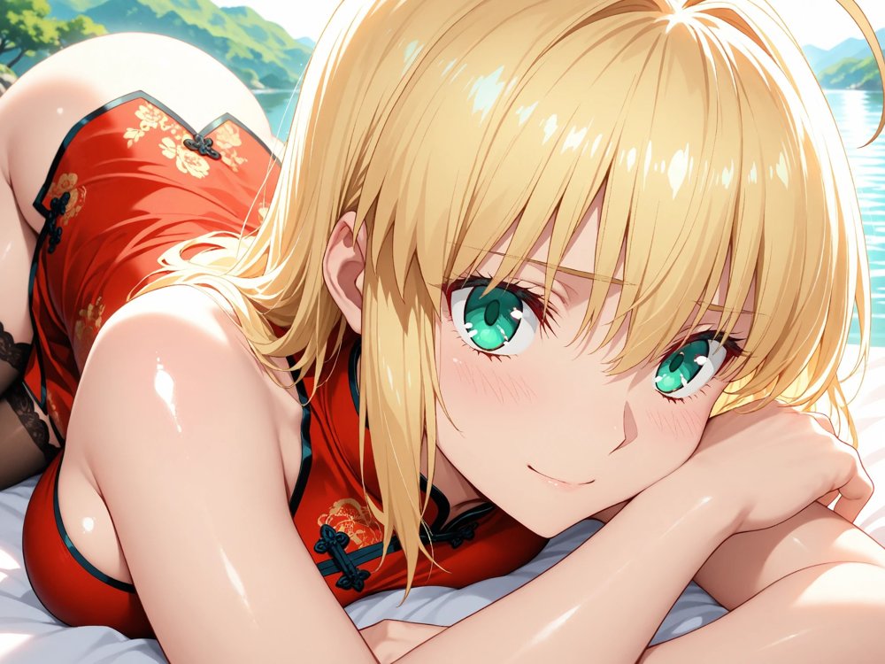【発情ヒロイン】Fate/st●y night  セイ●ー  ノーパンチャイナ服編【画像生成マン】 hitomi無料エロ漫画（同人誌）サンプル画像011