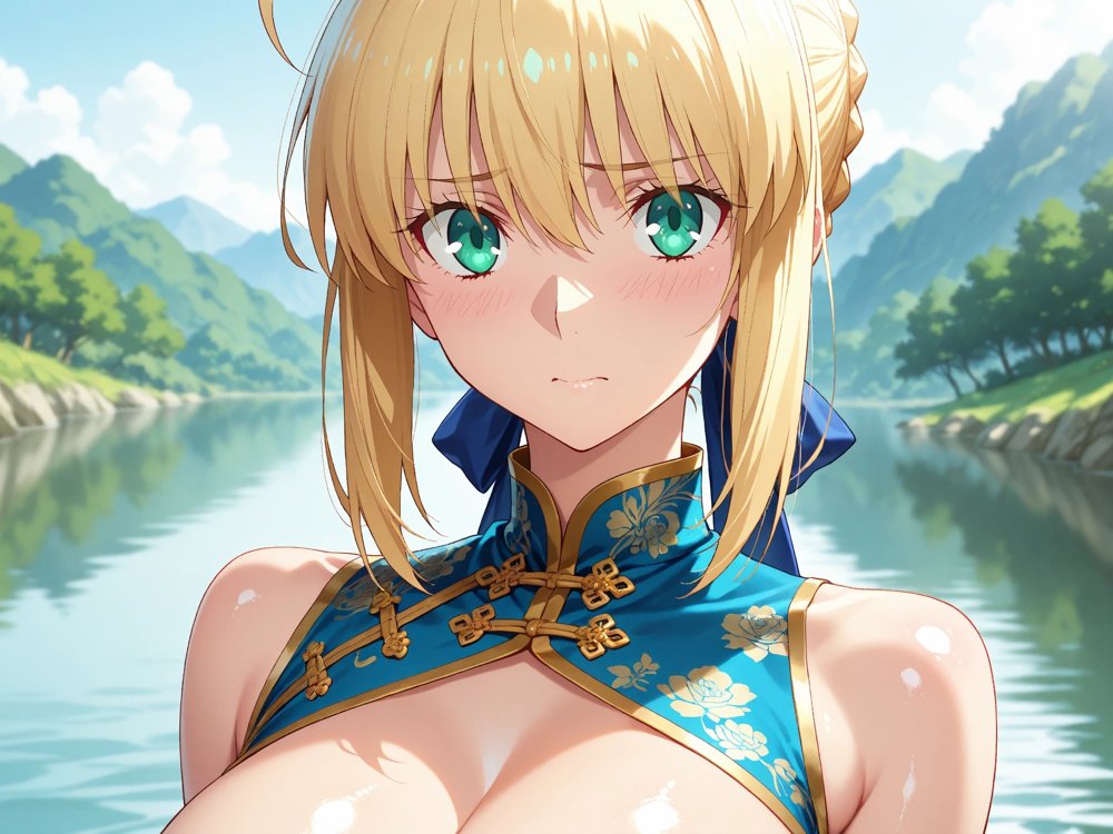 【発情ヒロイン】Fate/st●y night  セイ●ー  ノーパンチャイナ服編【画像生成マン】 hitomi無料エロ漫画（同人誌）サンプル画像014