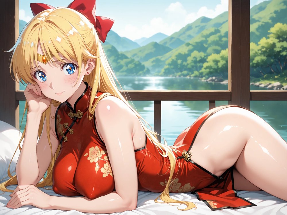 【発情ヒロイン】美少女戦士セー●ーヴィーナス  すけすけチャイナで青姦編【画像生成マン】 hitomi無料エロ漫画（同人誌）サンプル画像005