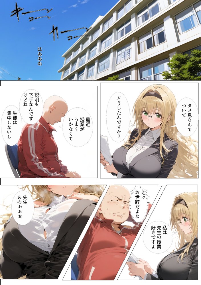 古〇川唯、絶倫キモ教師の肉便器になった話【AI魔法おじさん】 hitomi無料エロ漫画（同人誌）サンプル画像001