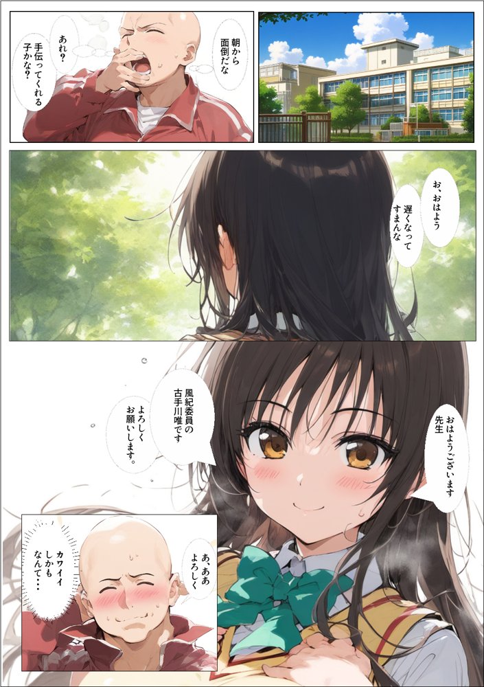 古〇川唯、絶倫キモ教師の肉便器になった話【AI魔法おじさん】 hitomi無料エロ漫画（同人誌）サンプル画像003