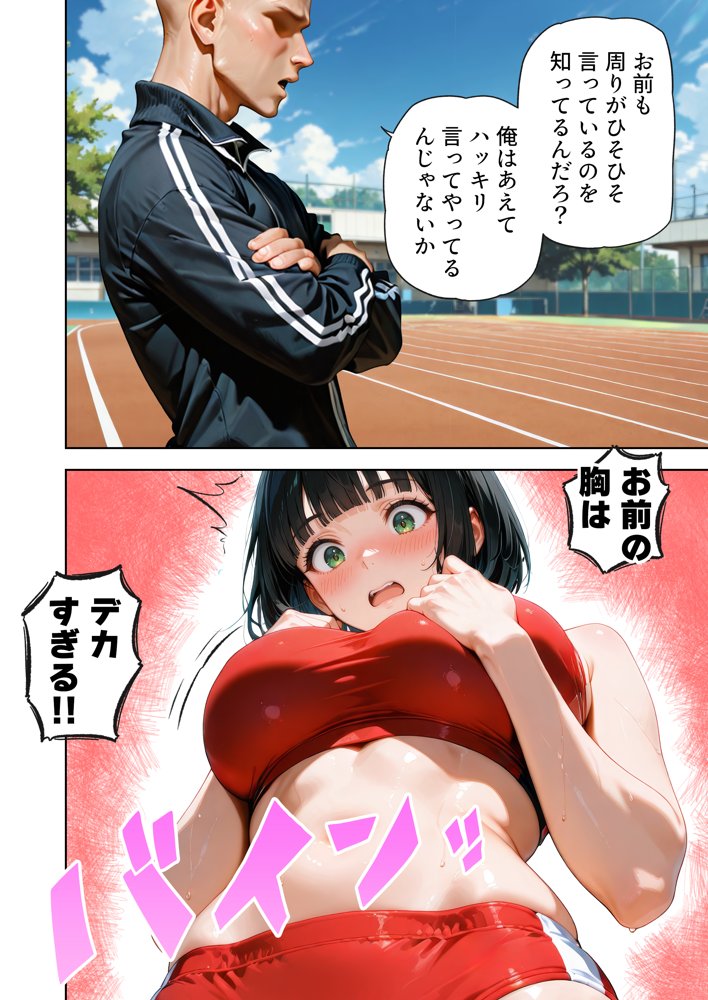 巨乳が暴れて走れませんッ！ 補欠落ちした陸上部元エースがコーチに秘密の特訓を指導してもらう話【肉まんじゅう】