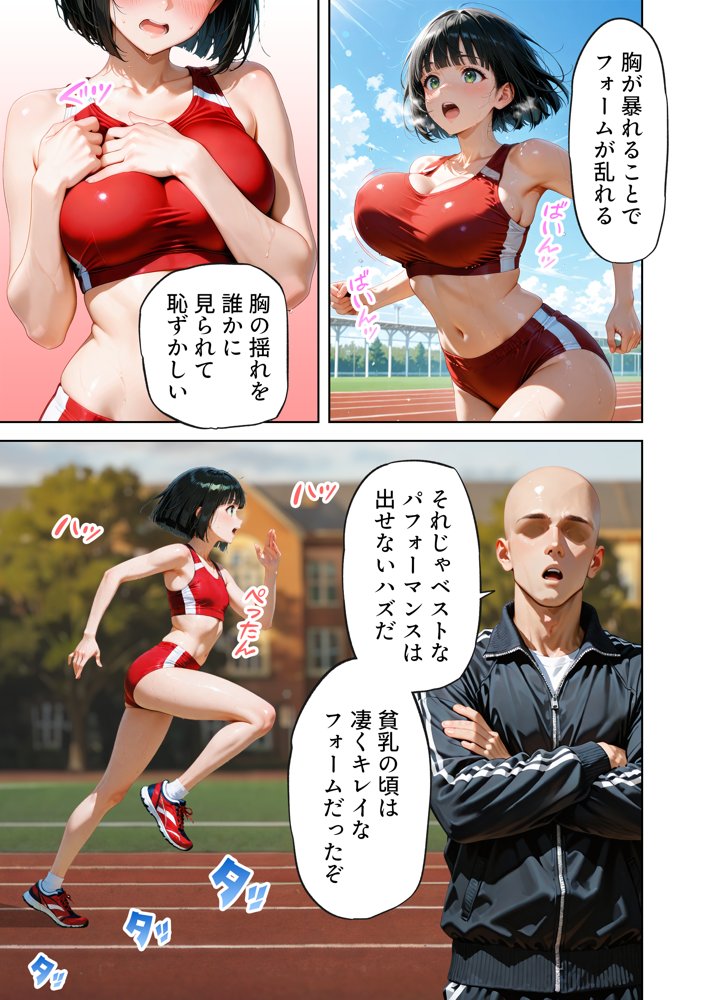 巨乳が暴れて走れませんッ！ 補欠落ちした陸上部元エースがコーチに秘密の特訓を指導してもらう話【肉まんじゅう】